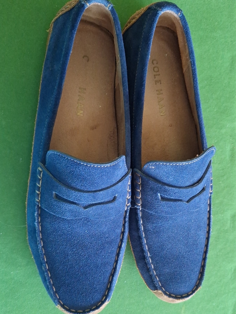 Cole Haan Blue Suede Penny Loafers
